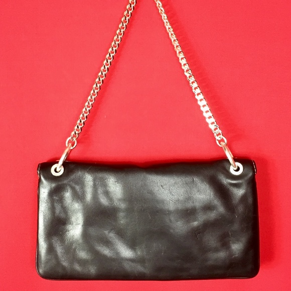 Michael Kors Black Leather Chain Link Strap Purse - Picture 3 of 7